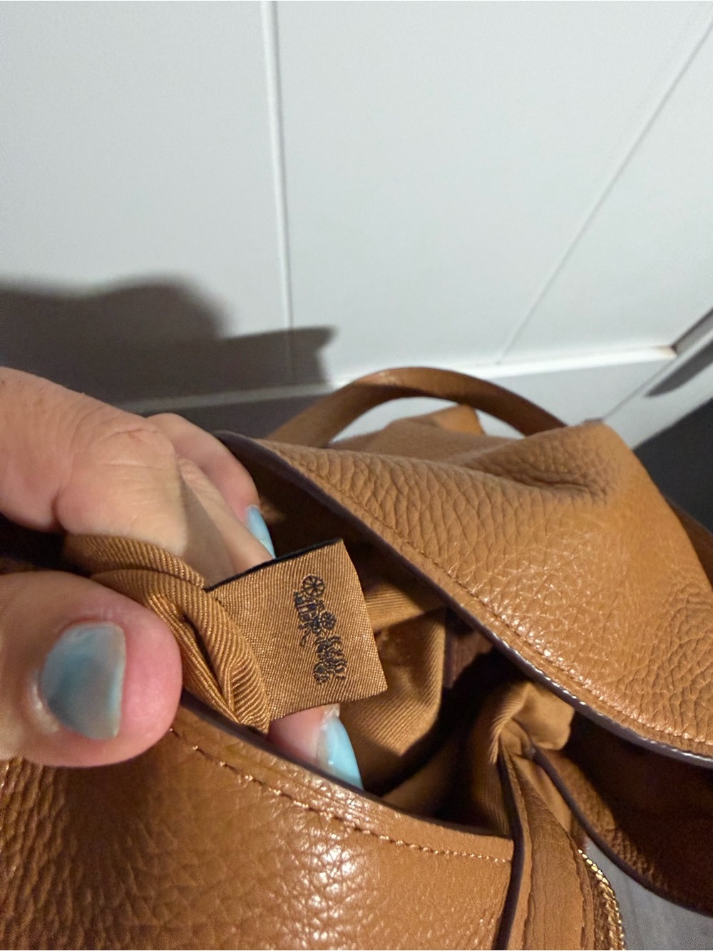 Coach Tan Pebbled Leather Shoulder Bag with Floral Charm - Picture 11 of 16